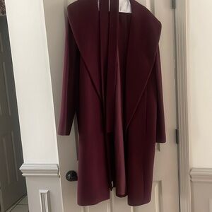 Ann Taylor XL tall wool coat with shawl collar long wool coat burgundy
